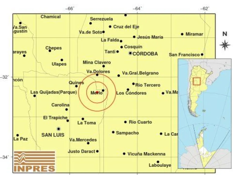 Fuerte temblor en Villa de Merlo y Santa Rosa del Conlara