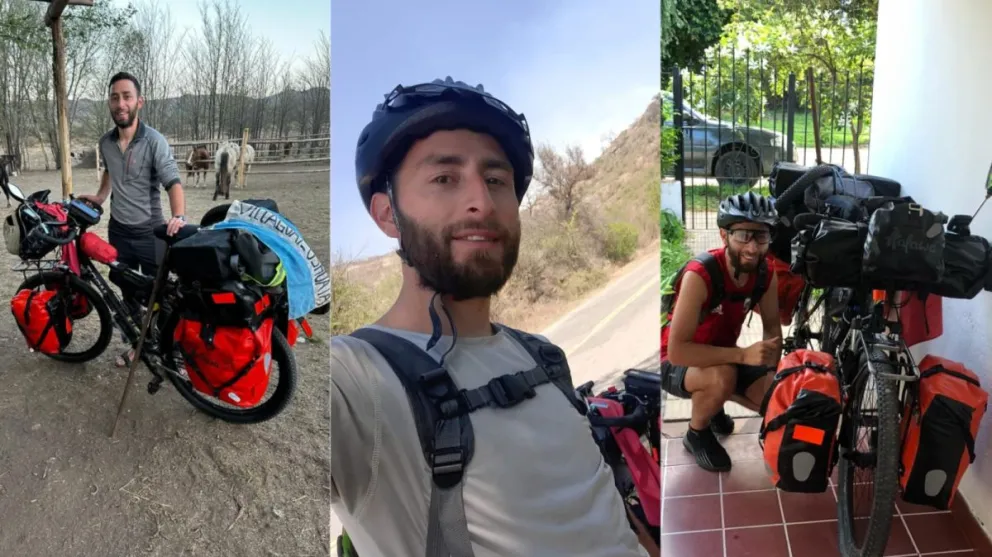 Salió hace un año en bici desde su casa para recorrer el país, esta semana llegó a la Villa de Merlo
