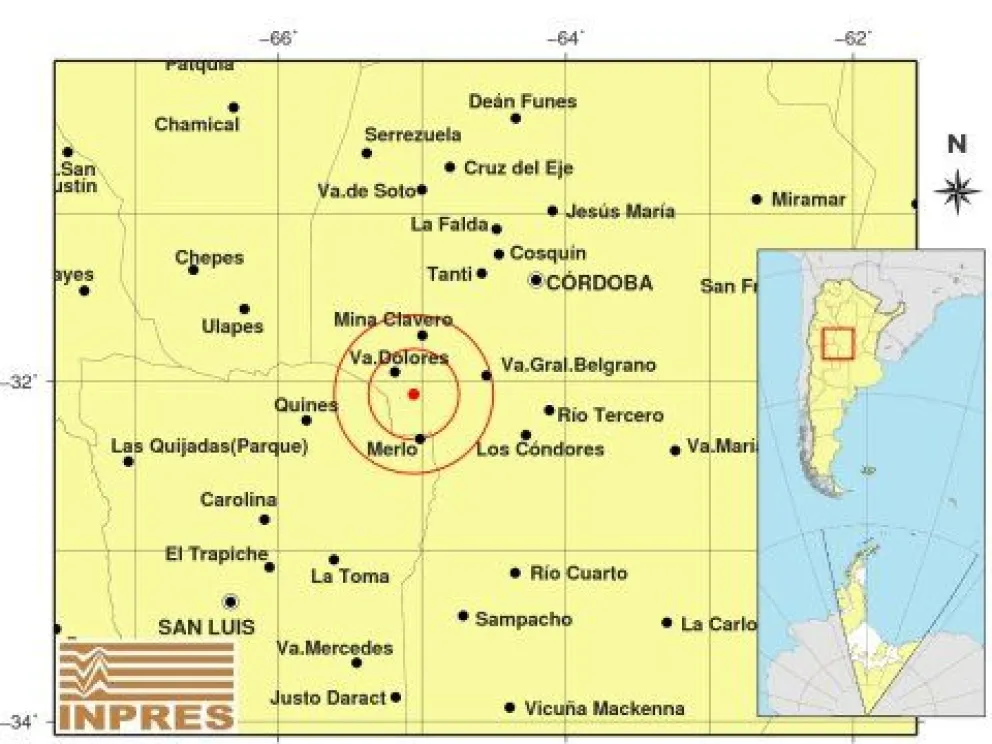 Tembló traslasierra y se sintió en Merlo