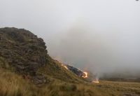 Bomberos de Villa de Merlo combatieron un incendio forestal cerca de Vallecitos