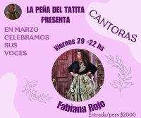 Este viernes se presenta Fabiana Rojas en la Peña del Tatita, en Piedra Blanca