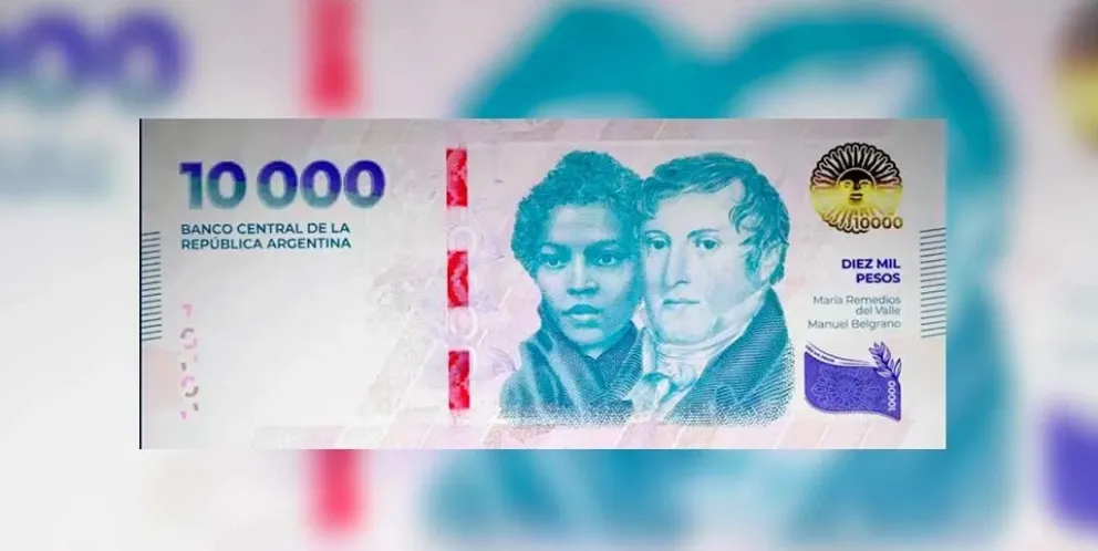 El Banco Central pone en circulación desde hoy el nuevo billete de $10.000