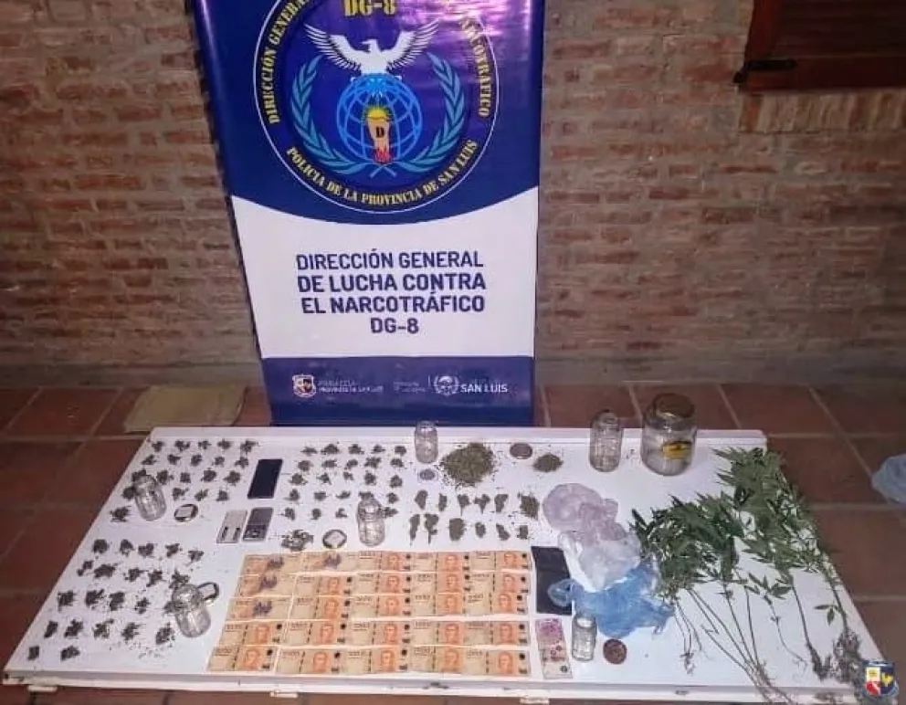 La Policía incautó droga valuada en aproximadamente 1,5 millones de pesos en procedimientos realizados en Villa de Merlo y Cortaderas