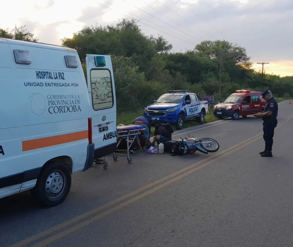 Motociclista accidentado en la Ruta 14, cerca de La Ramada.