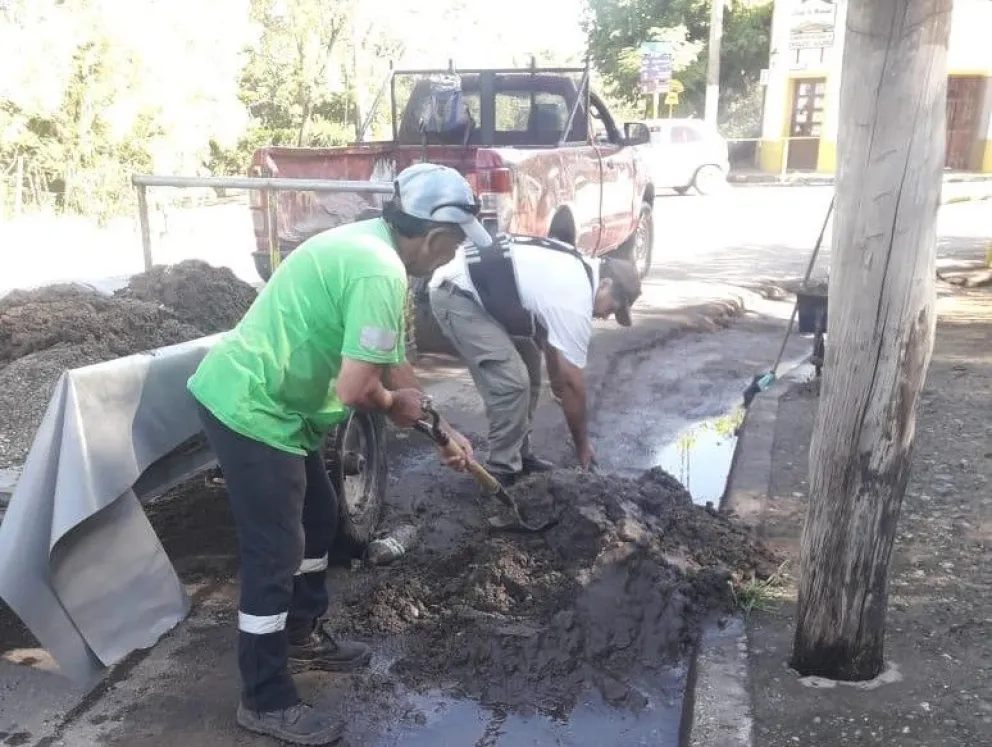 Trabajos en distintos puntos de Merlo por los daños causados por la tormenta.