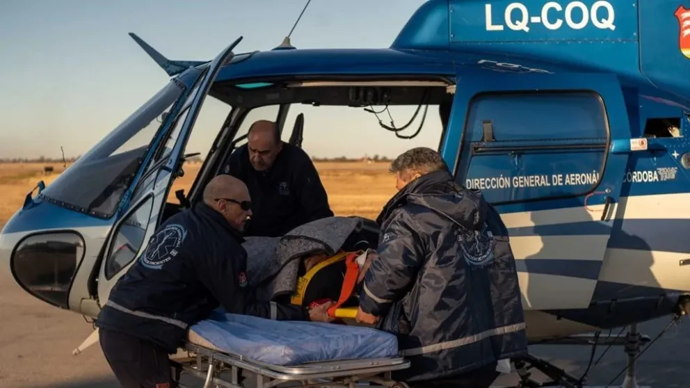 El helicóptero cumplió el rescate en dos horas. (Foto: Gobierno de la Provincia de Córdoba)
