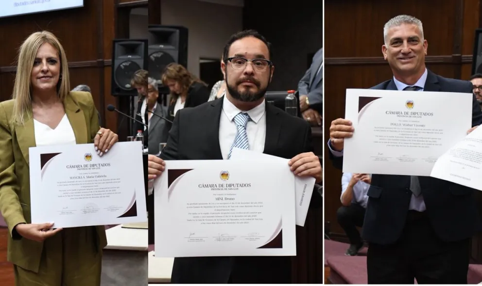 Mancilla, Mini y Pollo, tres diputados que juraron hoy su banca. 