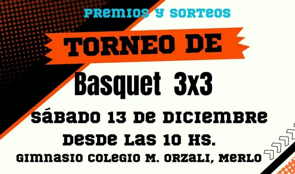 El sábado habrá un Torneo de Básquet 3x3 en el Colegio Orzali.  