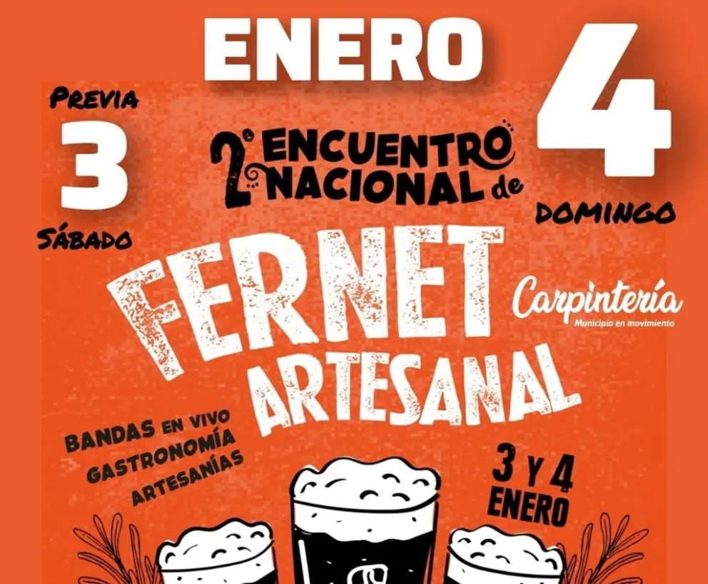 El 2º Encuentro Nacional de Fernet Artesanal se presenta como una propuesta cultural y turística en Carpintería.