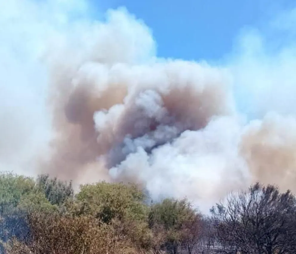 Un incendio de importantes dimensiones se registró en las últimas horas sobre la Ruta Provincial N° 6, en el tramo que conecta Concarán con Villa Larca.