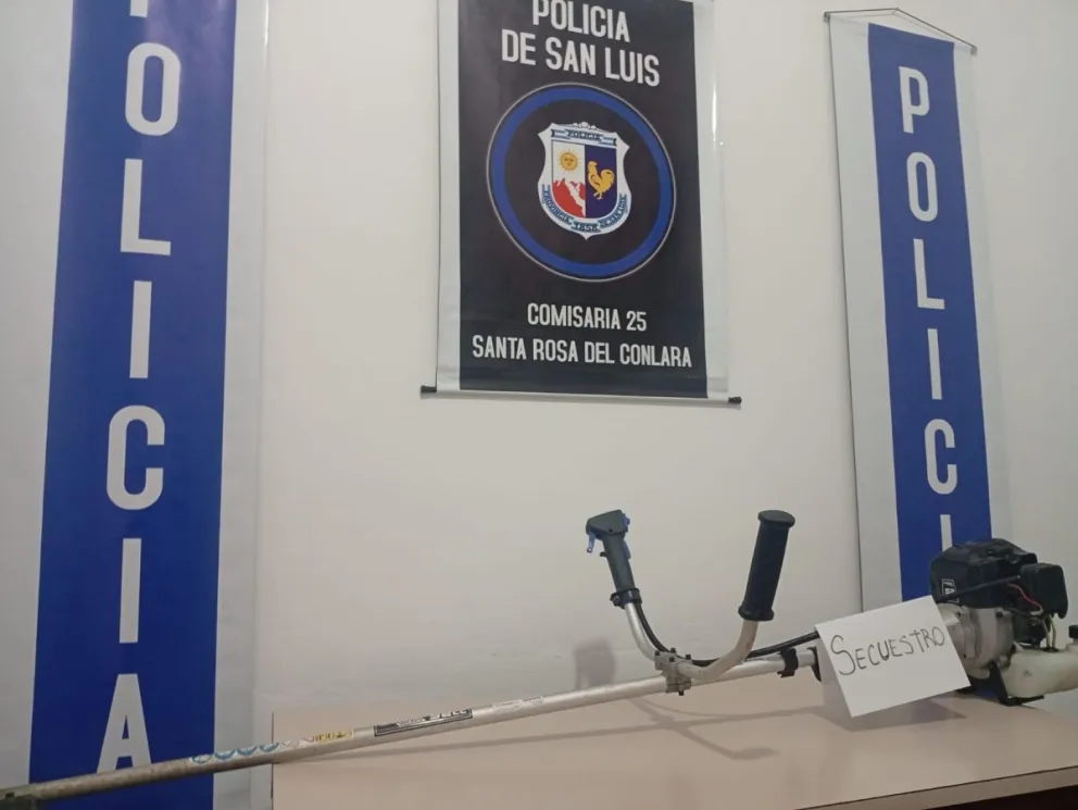 La motoguadaña que habia sido robada y recuperó la policía. 