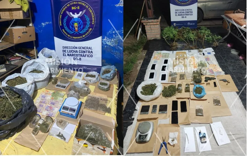 Doble opetrativo policial en Villa de Merlo para desmantelar kioscos de venta de droga. Foto Pol. de San Luis.