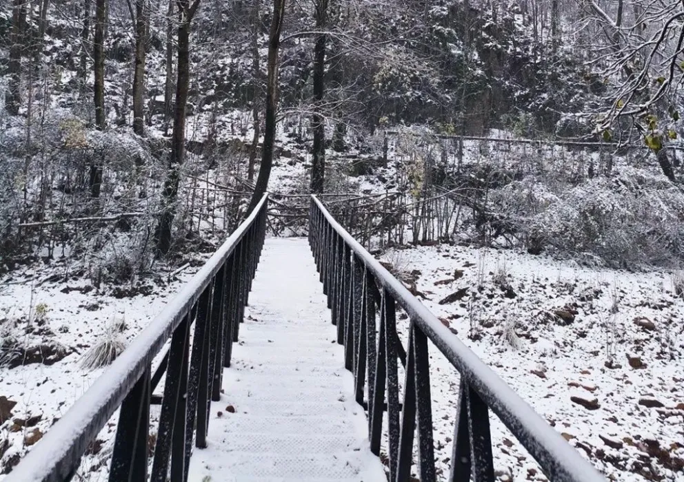 En San Luis, vecinos y turistas compartieron imágenes de nevadas y aguanieve en localidades como La Carolina. 