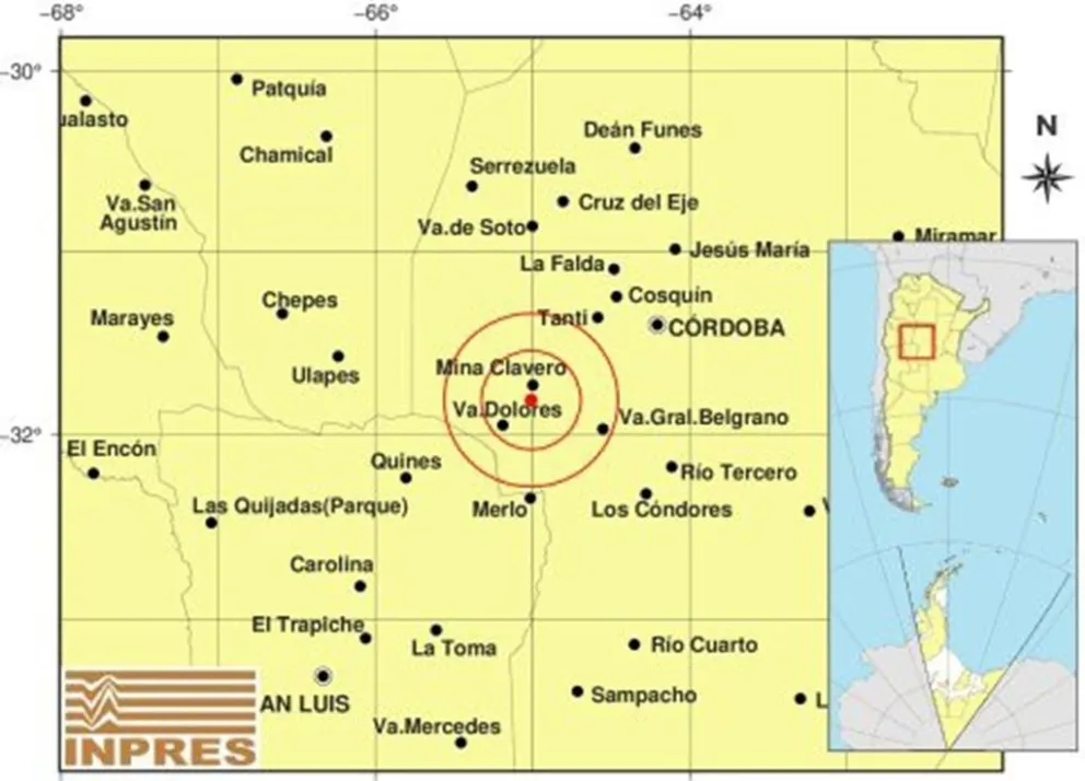 Un movimiento sísmico de magnitud 3,3 se registró este sábado por la noche en el valle de Traslasierra.