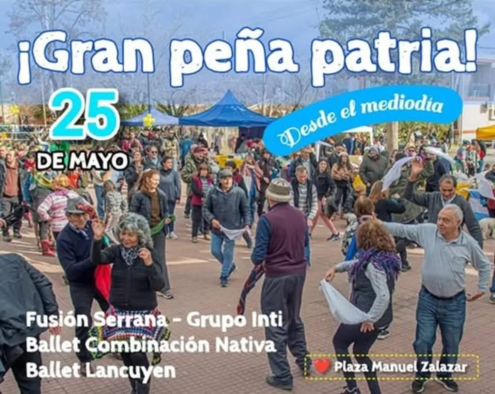 Carpintería celebra el 25 de Mayo con una gran peña patria y locreada popular.