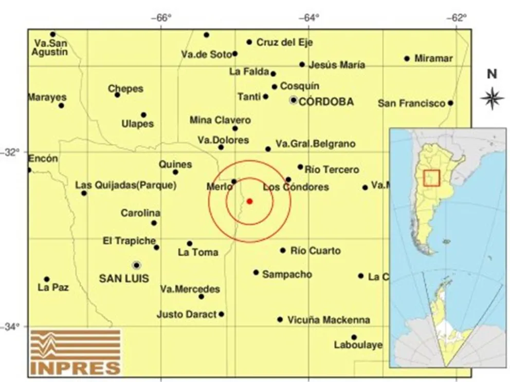 Dos sismos sacudieron la región y fueron percibidos en Merlo y localidades cercanas. 