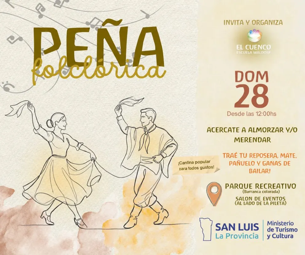 La Escuela Waldorf El Cuenco llevará adelante una gran peña el domingo 28 de junio, desde las 12 horas, en el Parque Recreativo. 