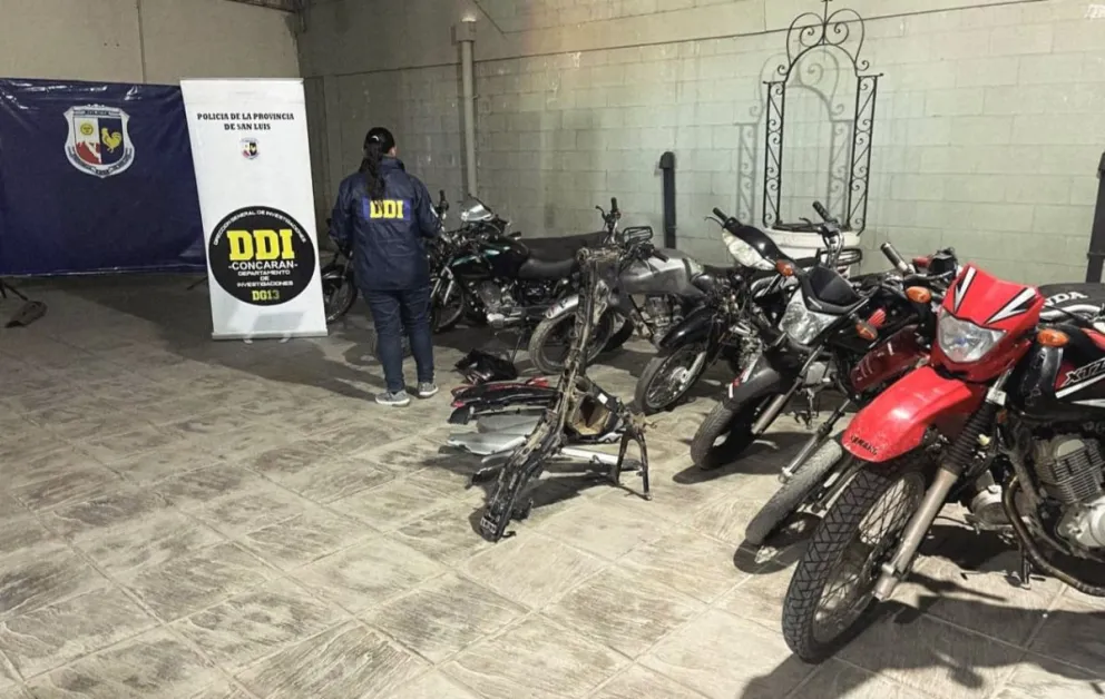 Los investigadores lograron recuperar ocho motocicletas, un cuadro de motocicleta y diversas autopartes vinculadas a la causa.