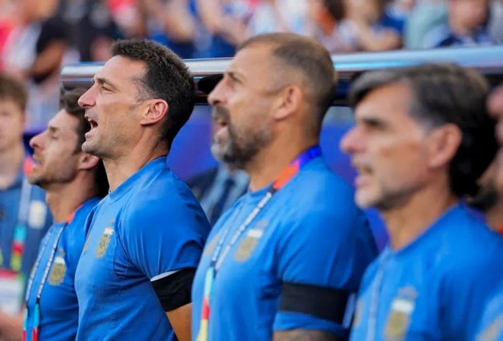 Lionel Scaloni durante el encuentro entre la Selección argentina y Suiza. Agencia Noticias Argentinas (Xinhua).