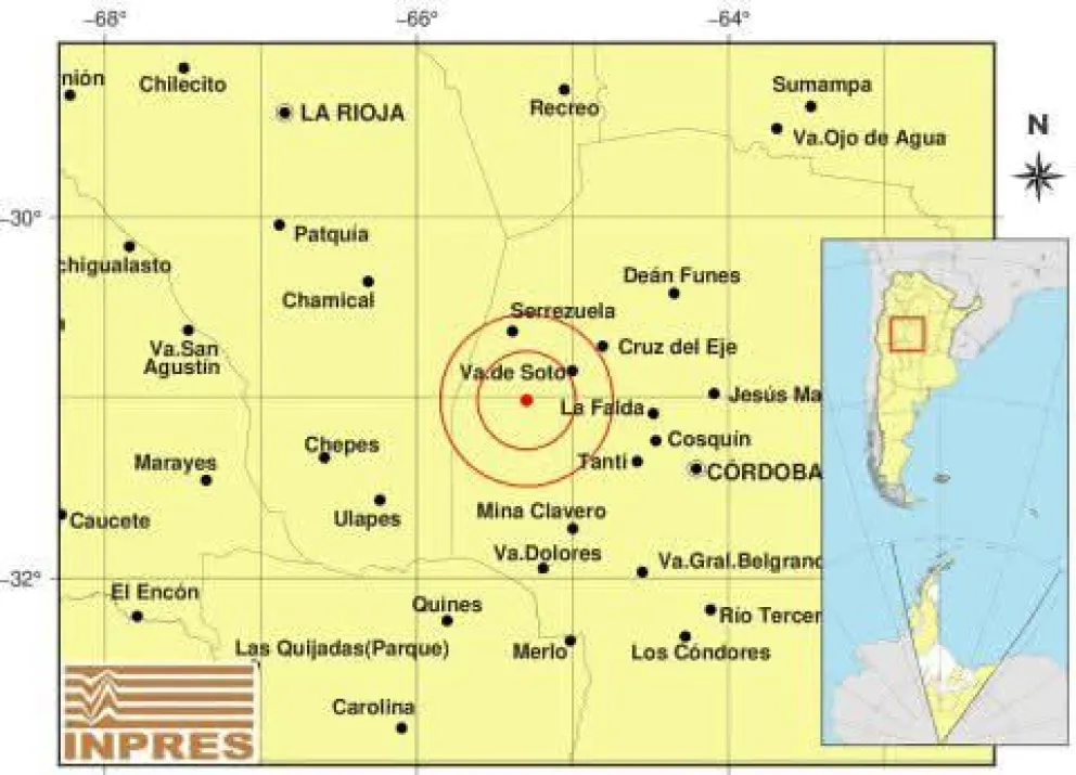 Un sismo de magnitud 2,6 se registró este miércoles 15 de julio a las 10:35 con epicentro en el noroeste de la provincia de Córdoba.