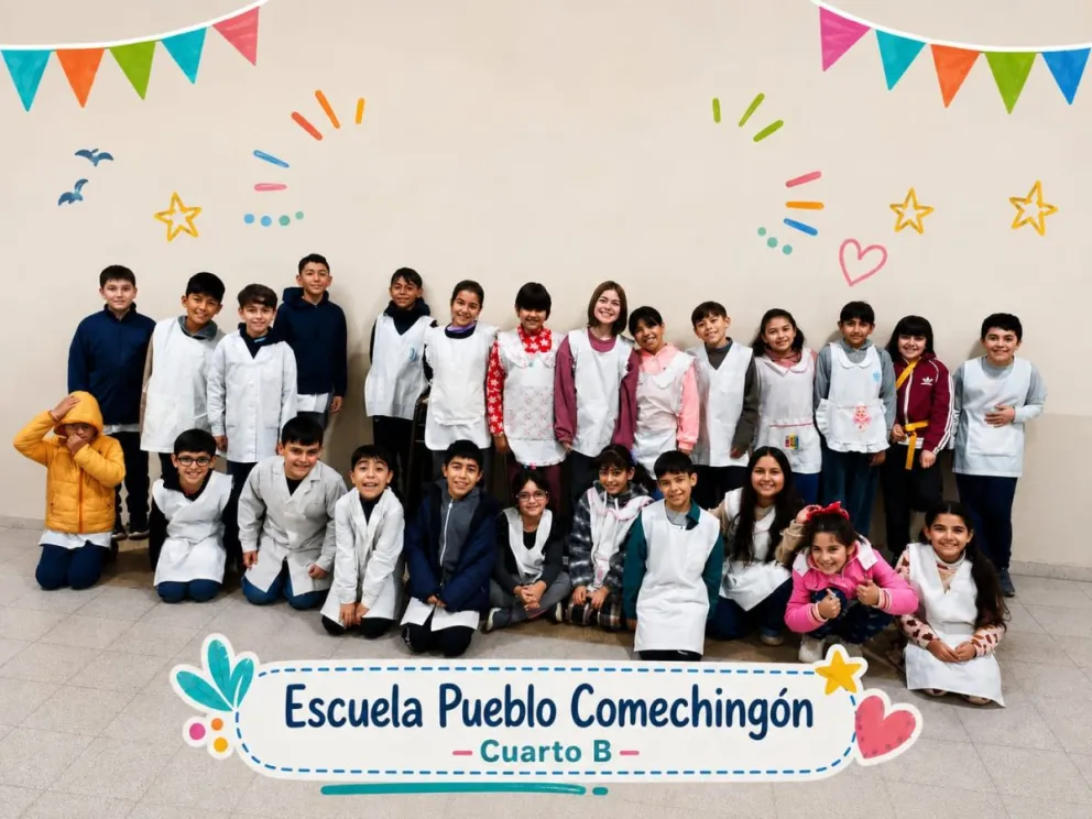 Un grupo de alumnos de 4.º grado de la Escuela N.° 435 Pueblo Comechingón logró clasificar a la instancia provincial de la Feria de Ciencias. Imagen autorizada por la institución