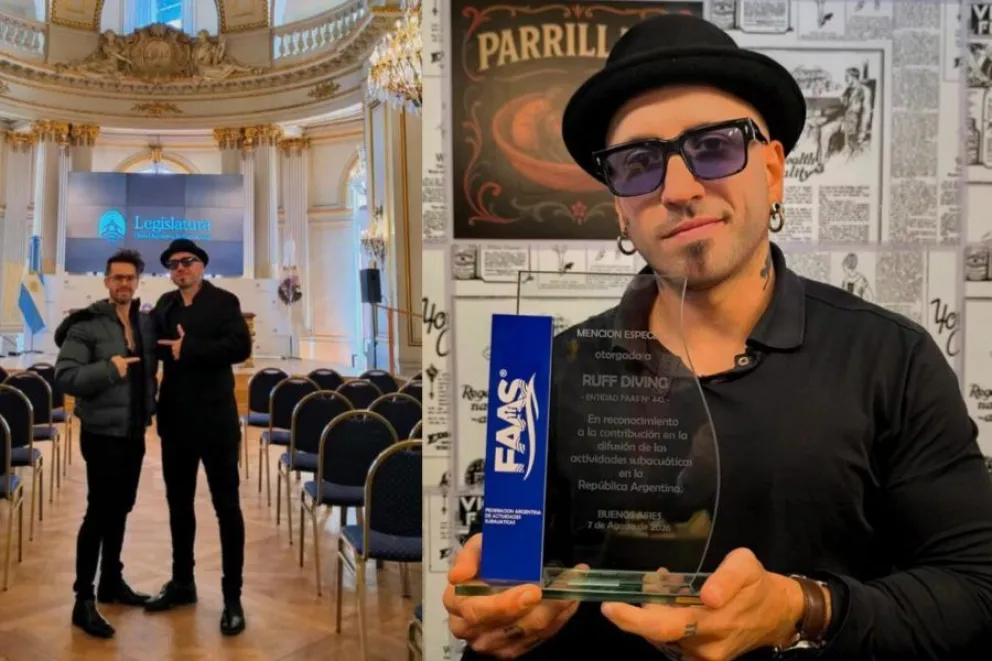 Los realizadores del film tras su reconocimiento en Buenos Aires.
