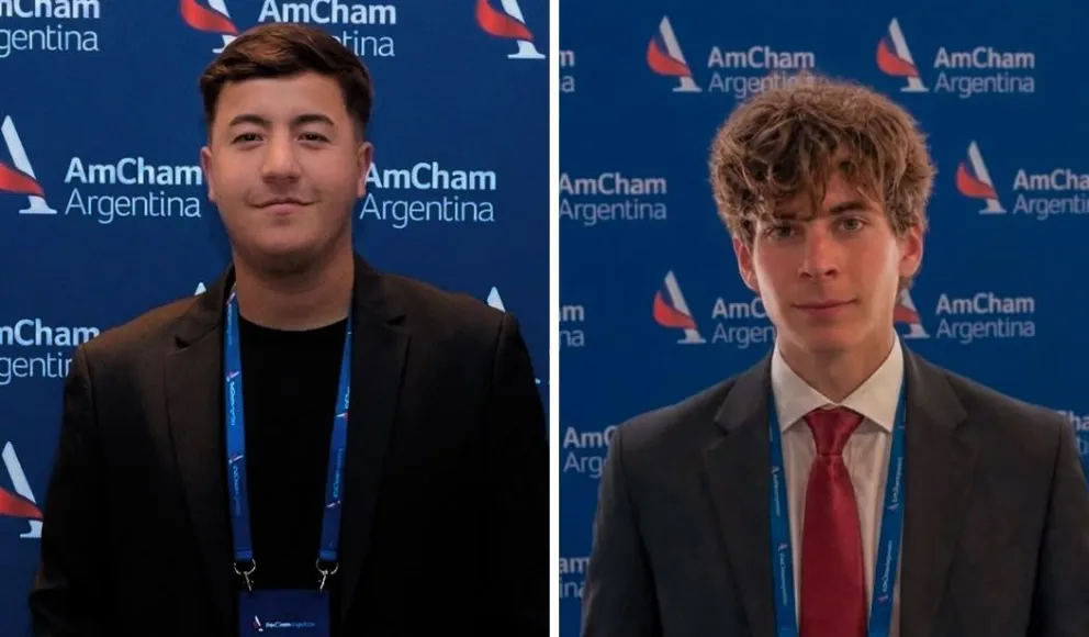 El empresario merlino Lautaro Angeli y el coordinador de La Libertad Avanza San Luis, Valentino Cometto, participaron del AmCham Energy Forum