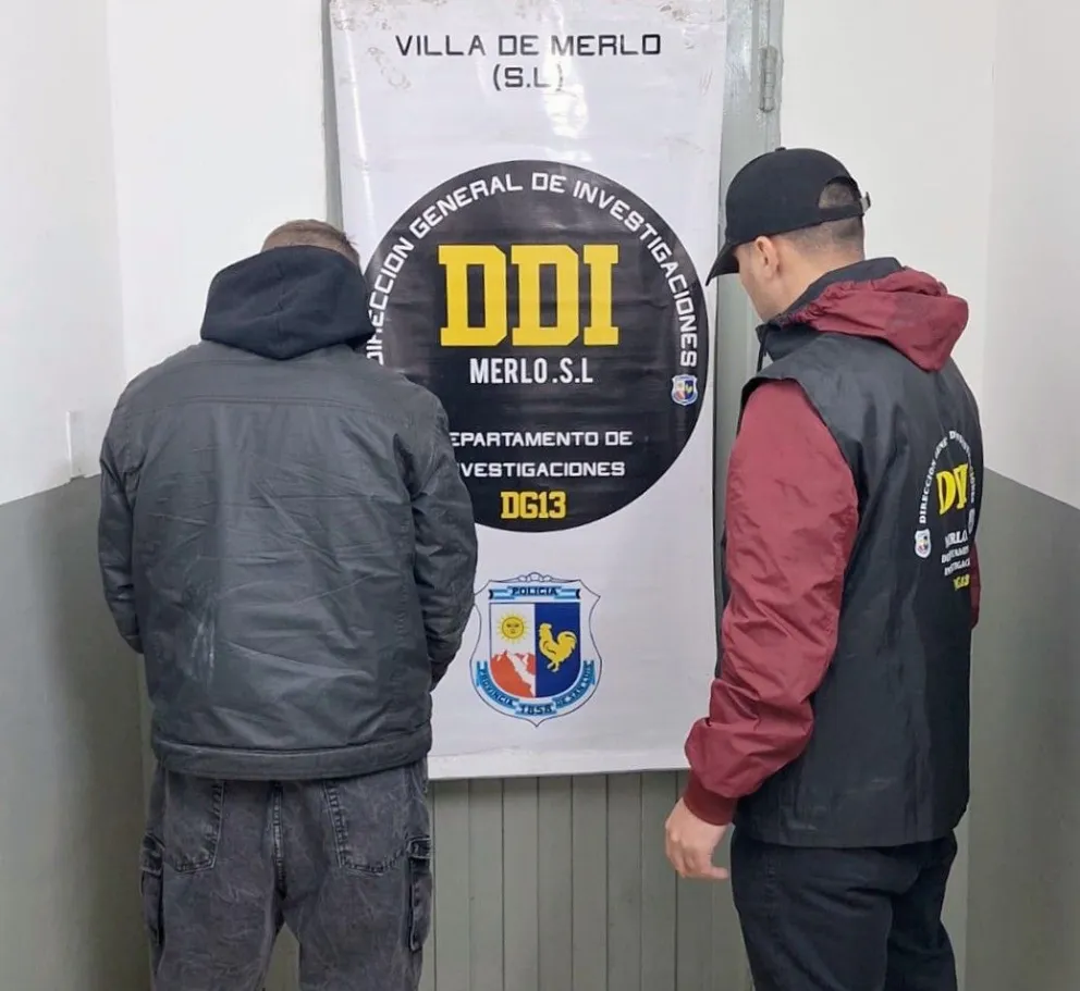 La persona demorada por la policía tras el robo a un comercio. Foto Policia de San Luis.